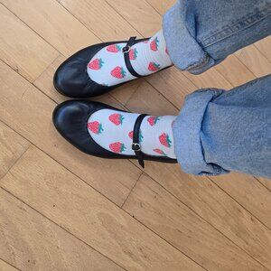 FitFlop | whimsygoth black monochrome leather mary jane flats | WMS 9